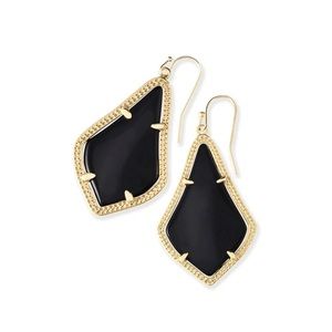 Kendra Scott : Alex Gold Drop Earrings In Black Opaque Glass